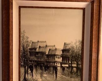 Mid Century Modern City Scene Painting by BARNET