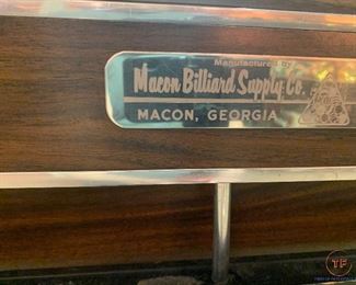 Vintage Macon Billiards Supply Pool Table