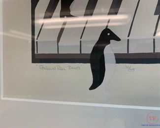 "Penguin Roll Blues" Limited Edition Watercolor 31/35 by TAYLOR