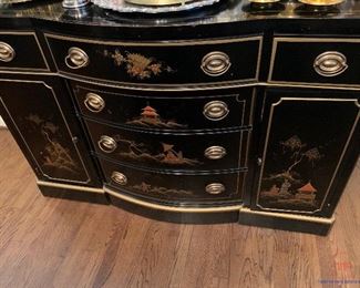 Vintage Drexel Et Cetera Chinoiserie Oriental Themed Side Board