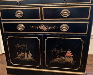 Vintage Drexel Et Cetera Chinoiserie Oriental Themed Small Cabinet