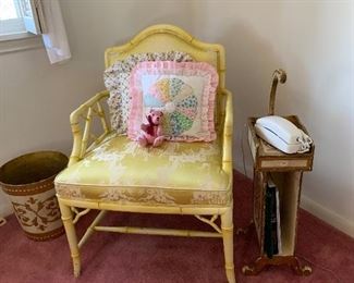 Hollywood Regency Style Painted Faux Bamboo Chair