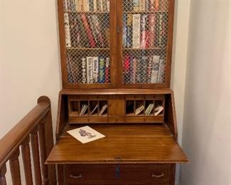 Vintage Mahogany Locking Secretary Desk