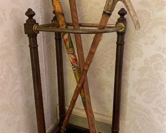 Antique Umbrella Stand with Metal Drip Plate