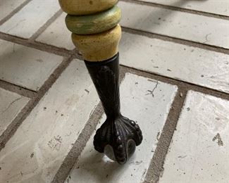 Antique Piano Stool with Glass Ball and Metal Claw Feet