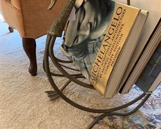 Vintage Hollywood Regency Brass Swan Magazine / Newspaper Rack