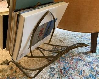 Vintage Hollywood Regency Brass Swan Magazine / Newspaper Rack