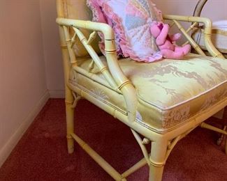 Hollywood Regency Style Painted Faux Bamboo Chair
