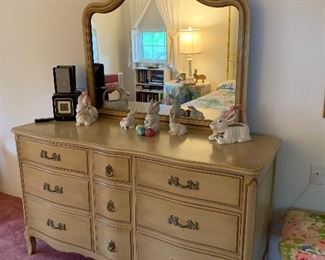 Vintage French Provincial Dresser with Mirror