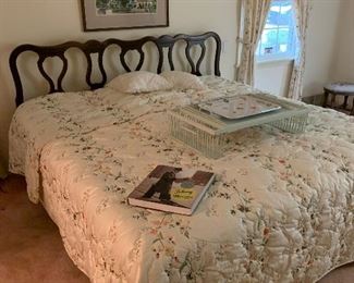 King Size Bed With Decorative Wood Headboard