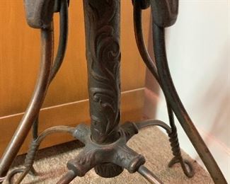 Antique Royal M.M. Co Piano Stool With Twisted Metal Legs