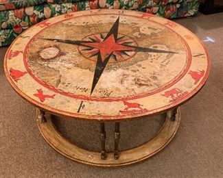 Zodiac Themed Round Wood Coffee Table
