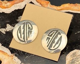 2. $65 - Native American Sterling Silver Round Post Earrings Tribal Design