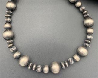 3. $250 - Native American Sterling Silver Mixed Navajo Pearls Beaded Necklace