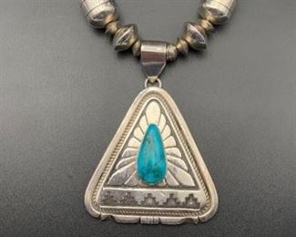 13. $800 - Johnathan Nez Native American Navajo Statement Necklace Triangle Pendant
