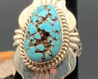 36. $175 - Henry Yazzie Native American Navajo Sterling Silver & Turquoise Ring 7.75