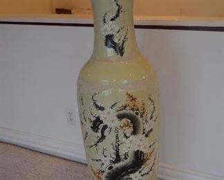 $350 Asian Ceramic Floor Standing Vase Asian Tall Vase 
49"H x 1ft Round