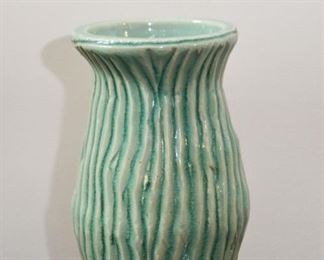 $25 - Green Pottery Vase - 9" H