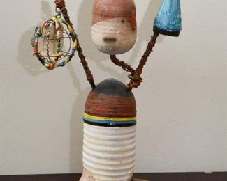 $95 - Abstract Art Sculpture (Pottery & Wire) - 10.75" H