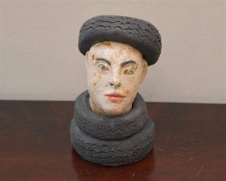 $65 - Art Sculpture / Bust (Pottery & Rubber) - 5" H