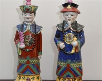 $50 - Pair of Chinese Ceramic / Pottery Figures (Made in China)- 14.5" H
