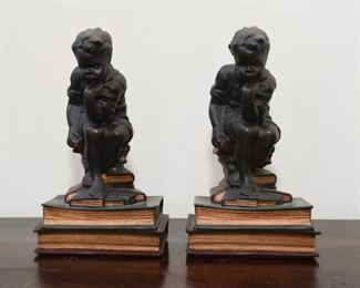 $30-  "The Thinker" Boy Bookends - 8" H (reproduction)