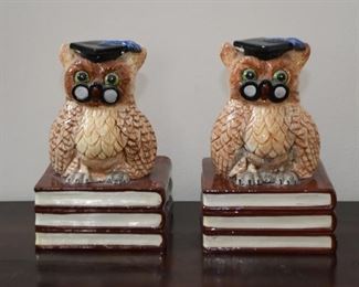 $18 - Ceramic Owl Bookends - 4.75" L x 5.25" W x 8" H