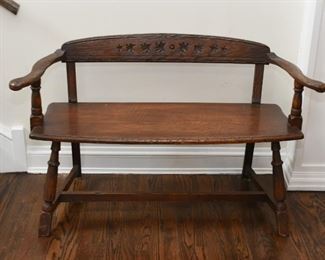 $150 - Vintage Oak Wood / Wooden Bench - 46.5" L x 15.5" W x 29" H (Seat is 17.5" H)