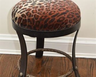 $50 - Metal Stool with Faux Leopard Upholstered Seat - 18.5" H
