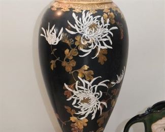 $150 - Large Asian Hand Painted Porcelain Vase (no markings) - 21.5" H