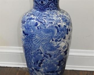 $150 - Chinese Blue & White Porcelain Floor Vase - 24" H