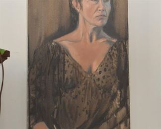 $125 -Painting / Portrait on Canvas, Unsigned - 12" W x 23.75" H
