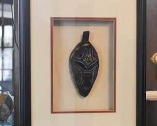 $20 - Small Framed African Mask - 13" L x 2.75" W x 15.75" H