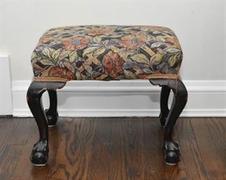 $35 - Antique Footstool with Upholstered Top - 18.5" L x 14" W x 15.5" H