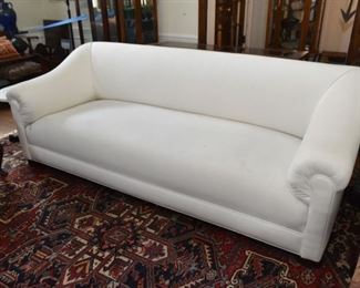 $500 - Elegant Streamlined White Sofa (needs some cleaning) - 87" L x 36" W x 30" H at the back (seat is 18.5" H)