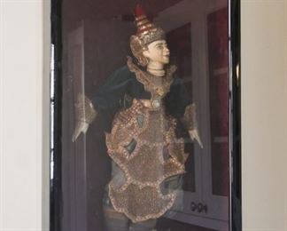 $60 - Asian Puppet Mounted in Shadowbox - 17" L x 4" W x 26.25" H