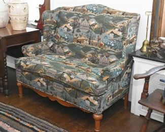 $95 - Settee / Loveseat with Country-Themed Upholstery - 48" L x 28" W x 42.5" H (Seat is 20" H)