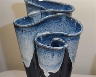 $15 - Blue Pottery Lily Vase (Bay) - 8.5" H 