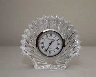 $18 - Miniature Waterford Crystal Shell Clock - 3." L x 1.5" W x 2.75" H