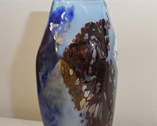 $40 - Hand Blown Glass Vase - 7.5" H