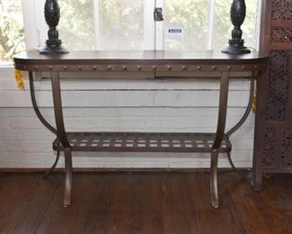 $120 - Console Table, Metal Base, Wood Top - 53.25" L x 17.5" W x 32" H