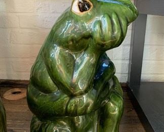 $30 - Large Ceramic Frog "The Thinker" Garden Statue - 18" H