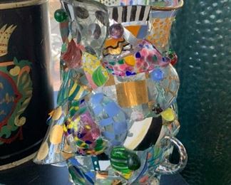 $20 - Mosaic Art Glass Hurricane Candle Cover - 5.25" Dia. x 12" H