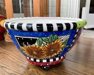 $20 - Contemporary Centerpiece Bowl (Floral, Stripes & Polka Dots) - 13.5" Dia. x 8" H