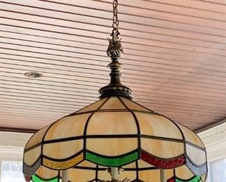 $395 - Stained Glass 4-Light Ceiling Fixture / Chandelier - 24" Dia. 