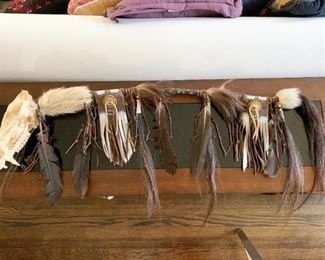 $75 - Native American Artwork / Stick / Staff / Wand (Skull, Beads, Feathers) - 39" L