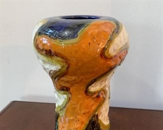 $50 - Danish Lava Glazed Pottery Vase - 8" H  