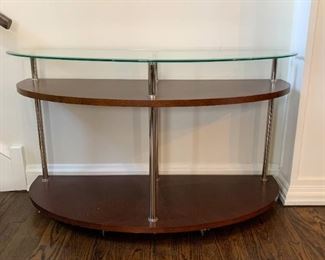 $65 - Contemporary Console Table with Glass Top and Casters - 48" L x 17.75" W x 28" H  