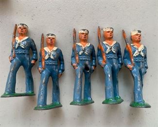 $25 for set - Vintage Lead Toy Soldiers - Navy, Set of 5 