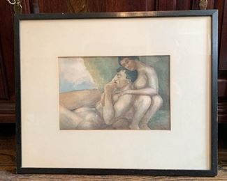 $50 - Framed Artwork , Nudes - 17.5" L x 14" H